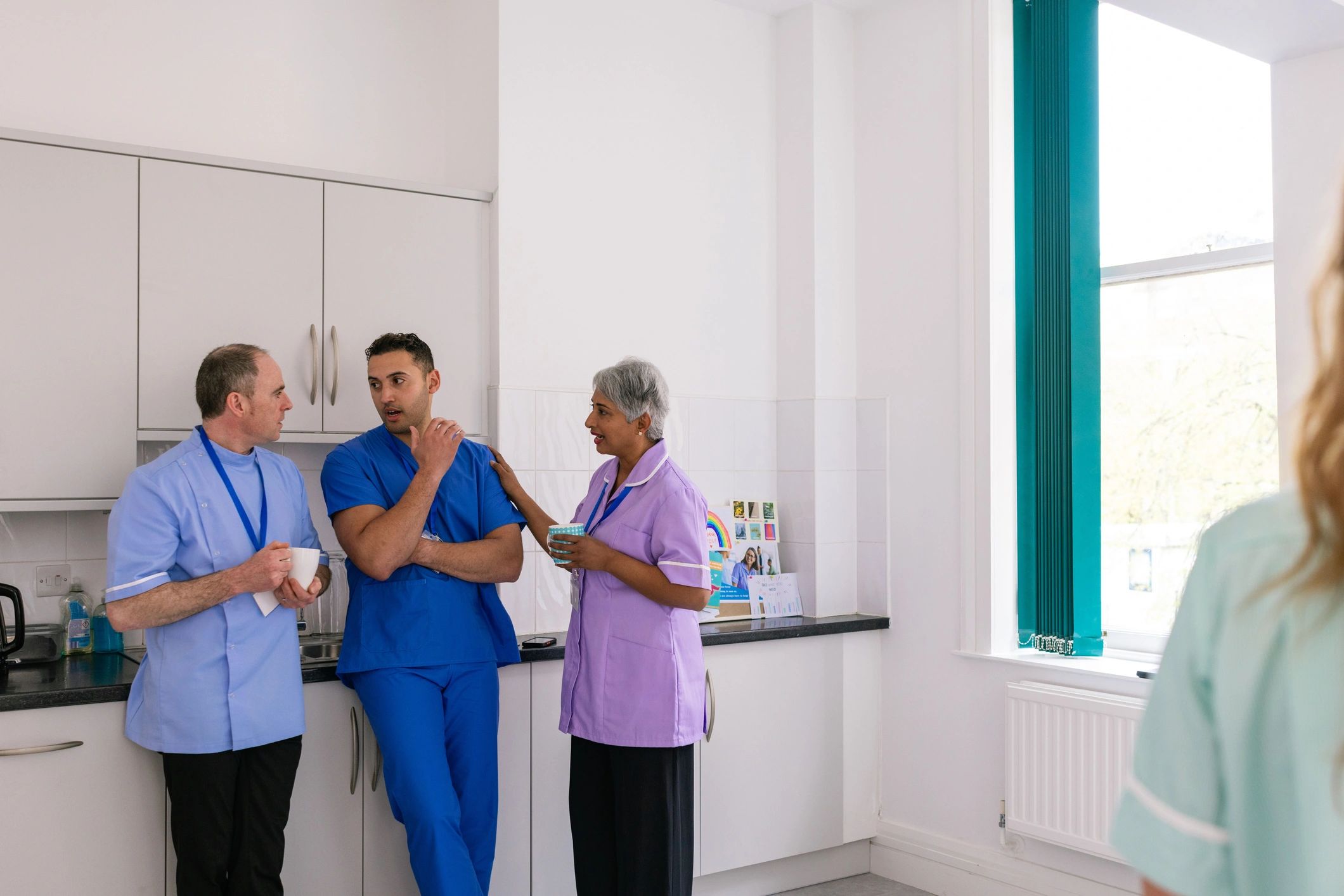 Healthcare professionals sharing a moment together